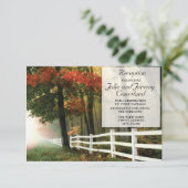 紅葉と白いフェンスの結婚式披露宴 招待状 (スタンド正面)