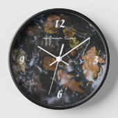 紅葉と神秘的な水の中のドングリ 壁時計 (正面)