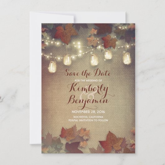 紅葉と素朴メイソン・ジャースが日付を保存 セーブザデート (正面)