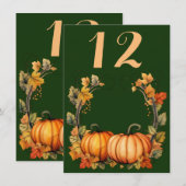 紅葉と結婚カボチャのテーブル番号 招待状 (正面/裏面)