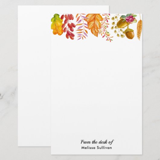 紅葉と縁ど葉 便箋 (正面/裏面)