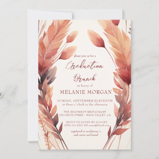 紅葉と羽のブライダルシャワー 招待状 (正面)