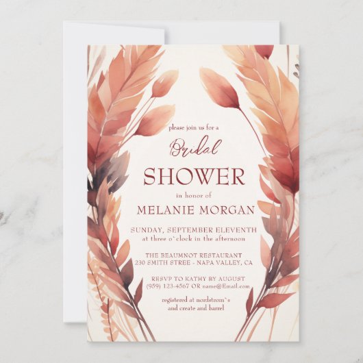 紅葉と羽のブライダルシャワー 招待状 (正面)