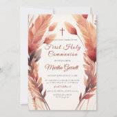 紅葉と羽の女の子ファースト聖餐式 招待状 (正面)