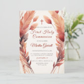 紅葉と羽の女の子ファースト聖餐式 招待状 (スタンド正面)
