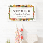 紅葉と羽根 | ようこそ私たちの結婚の 横断幕 (インサイチュ)