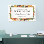 紅葉と羽根 | ようこそ私たちの結婚の 横断幕 (トレードショー)