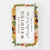 紅葉と羽根 | ようこそ私たちの結婚の 横断幕 (縦)