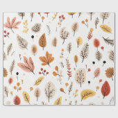 紅葉と自然要素のパターン ラッピングペーパー (フラット)