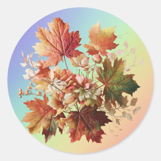 紅葉と花秋ブーケアート ラウンドシール (正面)