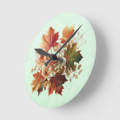 紅葉と花秋ブーケアート ラウンド壁時計 (傾斜)