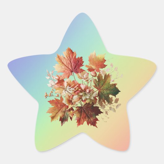 紅葉と花秋ブーケアート 星シール (正面)