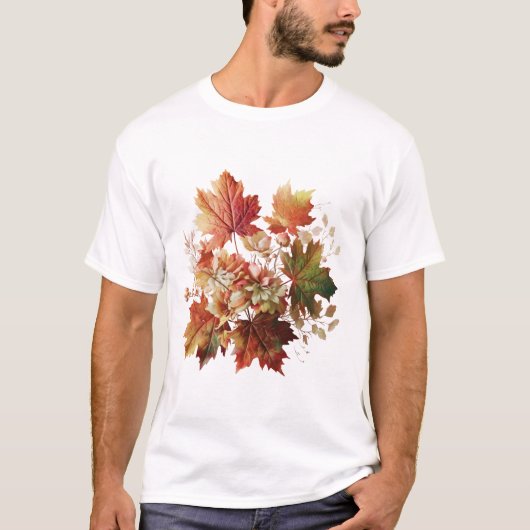 紅葉と花秋ブーケアート Tシャツ (正面)