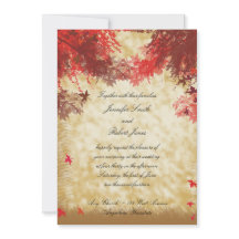 紅葉と赤ブランチ結婚式招待状