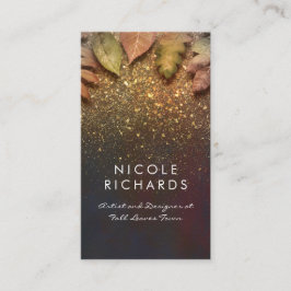 紅葉と金ゴールドグリッターシャインヴィンテージ エレガント 名刺