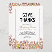 紅葉と金ゴールド感謝祭の友情 招待状 (正面/裏面)