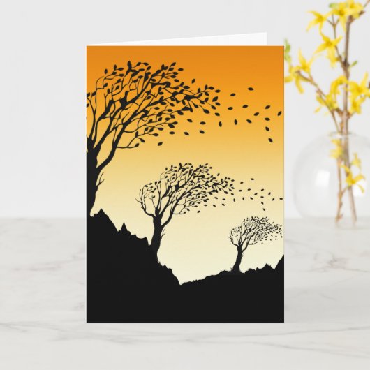 紅葉と風の詩 カード (黄色い花)