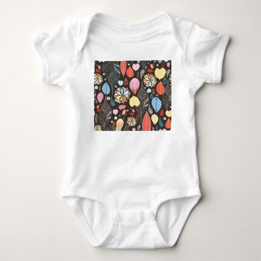 紅葉と鳥。 ベビーボディスーツ (正面)