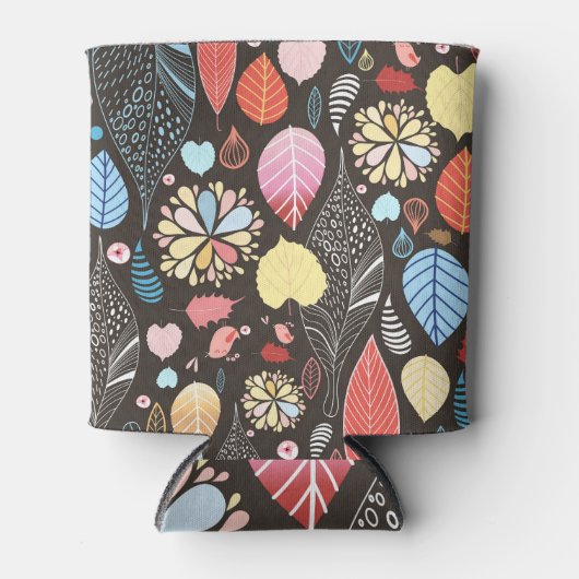 紅葉と鳥。 缶クーラー (正面)