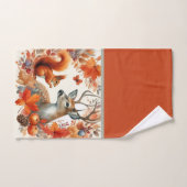 紅葉と鹿の秋のシーズン ハンドタオル (ハンドタオル)