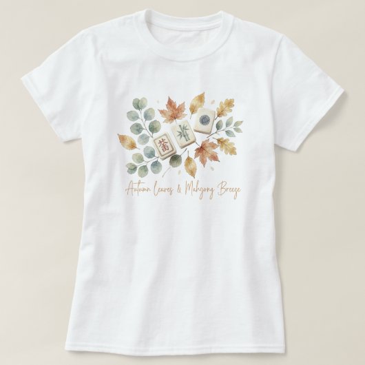 紅葉と麻雀の風 優雅なレトロデザイン Tシャツ (デザイン正面)