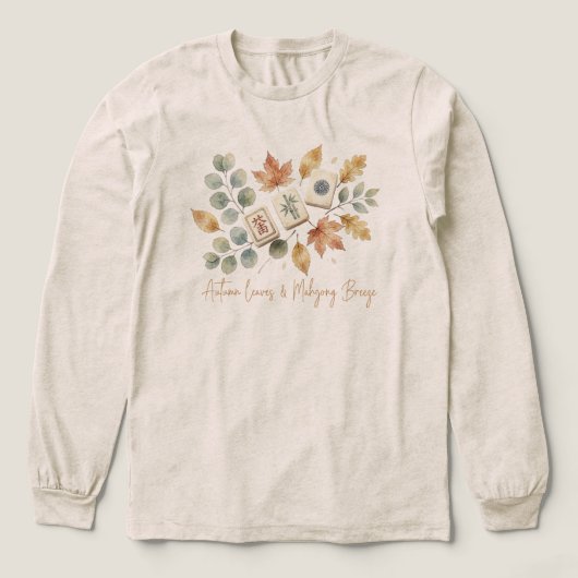 紅葉と麻雀の風 古風デザイン トライブレンドTシャツ (デザイン正面)