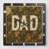 紅葉と「パパ」デザイン スクエア壁時計 (正面)