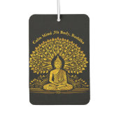 紅葉に囲まれた複雑な金ゴールドの仏像 カーエアーフレッシュナー (正面)