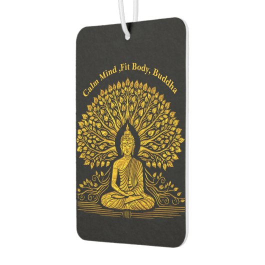 紅葉に囲まれた複雑な金ゴールドの仏像 カーエアーフレッシュナー (左)