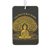 紅葉に囲まれた複雑な金ゴールドの仏像 カーエアーフレッシュナー (裏面)