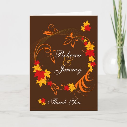 紅葉に彩られた結婚式の感謝を伝えるカード サンキューカード (正面)