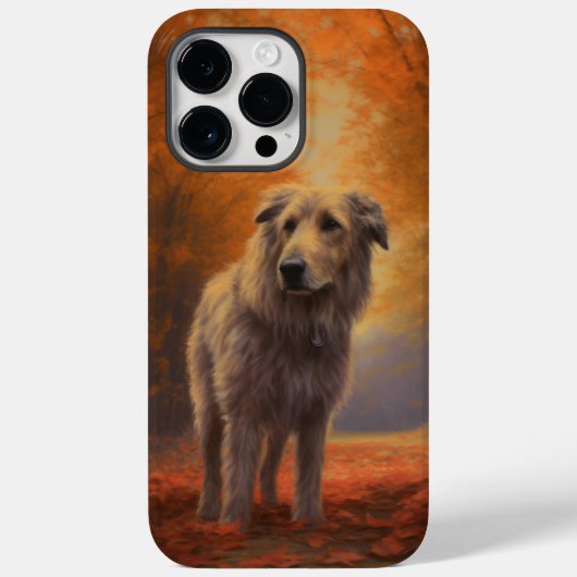 紅葉に戯れるウルフハウンドにインスパイアされたデザイン Case-Mate iPhoneケース (裏面)