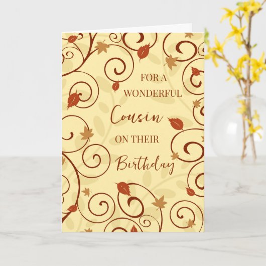 紅葉のいとこの誕生日 カード (黄色い花)