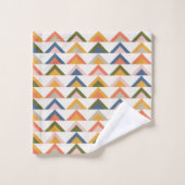 紅葉のかわいい自然幾何学模様 バスタオルセット (ウォッシュタオル)