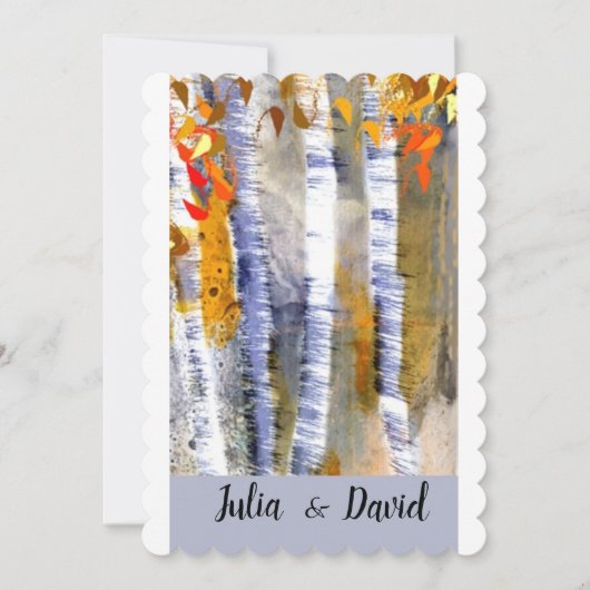 紅葉のアスペン ツリー カスタム ウェディング 招待状 (正面)