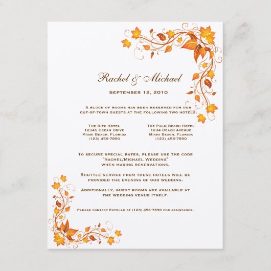 紅葉のウェディングステイションカード エンクロージャーカード (正面)