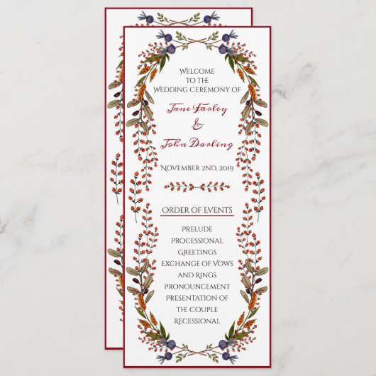 紅葉のウェディングプログラム 招待状 (正面/裏面)