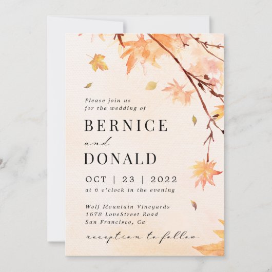 紅葉のウェディング 招待状 (正面)