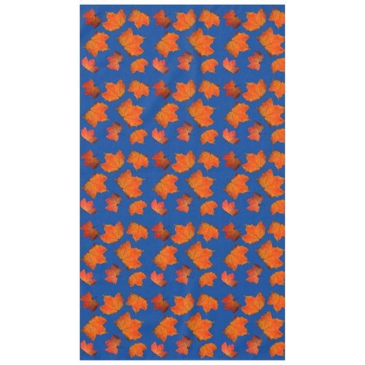 紅葉のオレンジカエデの木の青い休日のパーティ テーブルクロス (正面)