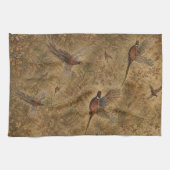 紅葉のキジの飛行 キッチンタオル (横)