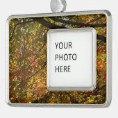 紅葉のキャノピーI黄色の秋自然 シルバープレートフレームオーナメント (左)