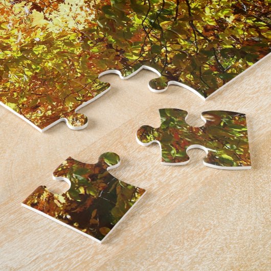 紅葉のキャノピーI黄色の秋自然 ジグソーパズル (側面)