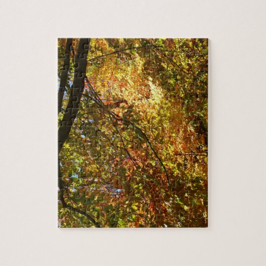 紅葉のキャノピーI黄色の秋自然 ジグソーパズル (縦)