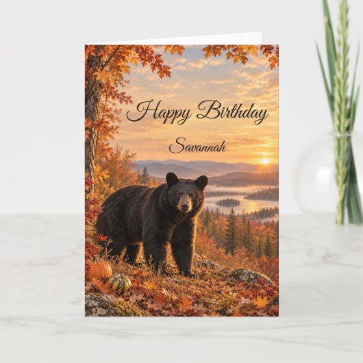 紅葉のクロクマの誕生日 カード (正面)
