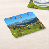 紅葉のコースターが付いているValのディディミアムのFunesの谷 スクエアペーパーコースター (アングル)