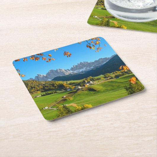 紅葉のコースターが付いているValのディディミアムのFunesの谷 スクエアペーパーコースター (アングル)