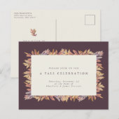 紅葉のシンプルな秋のプラム インビテーションポストカード (正面/裏面)