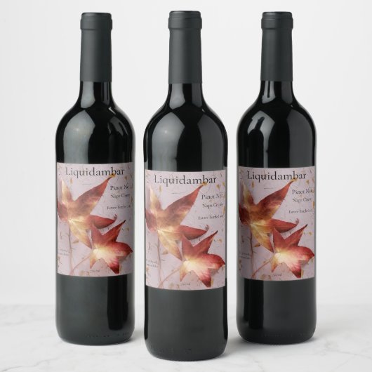 紅葉のテクスチャ紙 ワインラベル (ボトル)