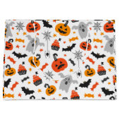 紅葉のハロウィーン記号のパターン（白） ラージペーパーバッグ (正面)