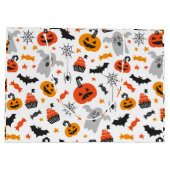 紅葉のハロウィーン記号のパターン（白） ラージペーパーバッグ (裏面)